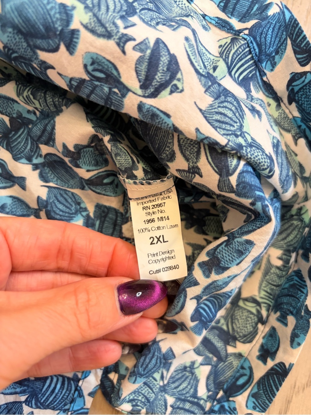 NWOT Men’s Tori Richard Fish Shirt Size 2X - Picture 5 of 7